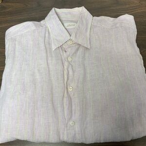 Brioni Mens L  Striped Regular Fit Button Up Dress Shirt Cotton